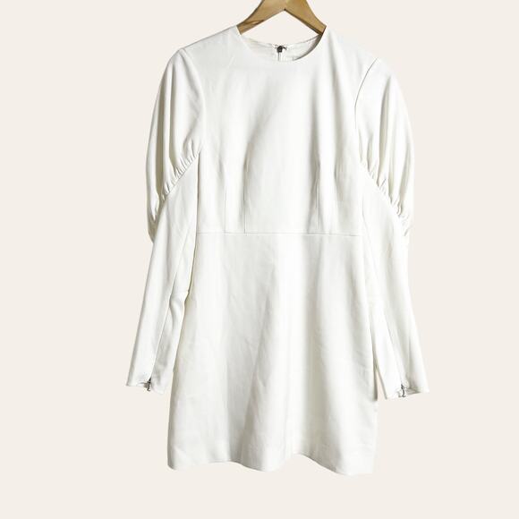 Tibi Florence White Long Puff Sleeve Mini Dress Size 2 - Picture 5 of 13